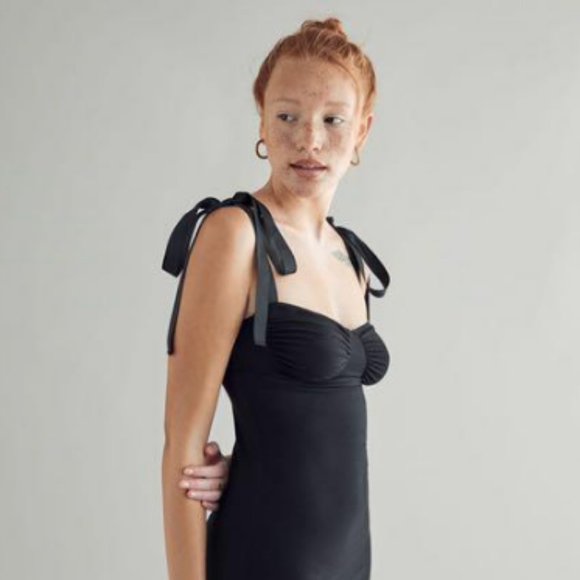 Reformation Zora Bodycon Midi Dress Black Size XL - Picture 2 of 10